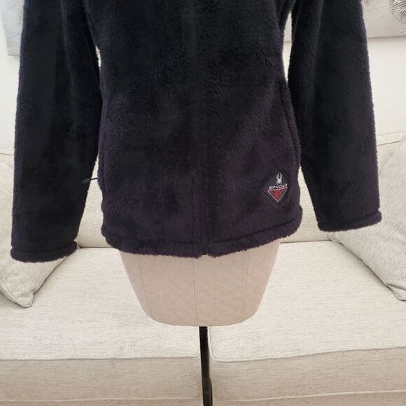 NEW! Spyder 'Nick' Shaggy Fleece Hooded Jacket - size Medium in Black - Picture 9 of 16